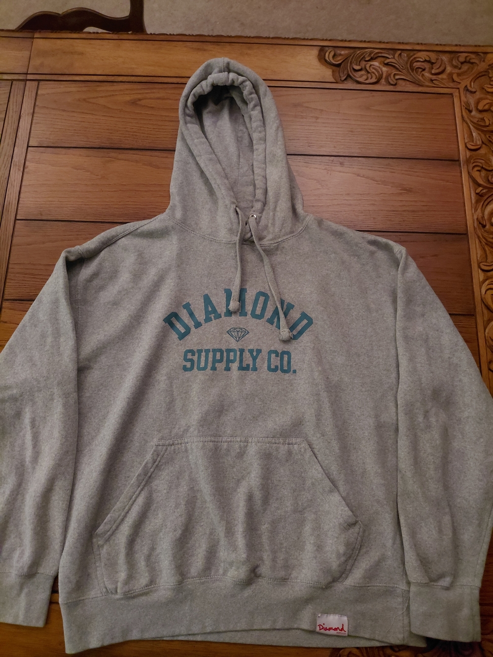 Diamond Supply Co. Gray Hoodie with Teal Logo